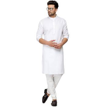 Textile cloth men's white color cotton kurta payjama set 1