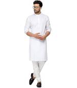 Textile cloth men's white color cotton kurta payjama set