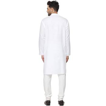 Textile cloth men's white color cotton kurta payjama set 2