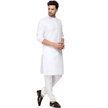 Textile cloth men's white color cotton kurta payjama set 3