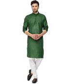 Textile cloth men's green color cotton kurta payjama set
