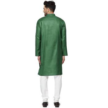 Textile cloth men's green color cotton kurta payjama set 2