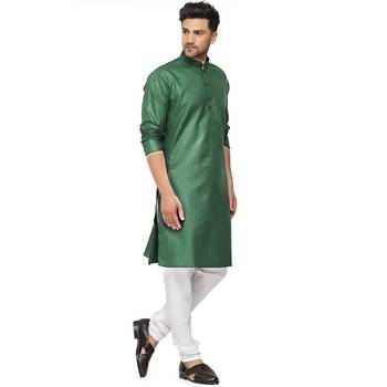 Textile cloth men's green color cotton kurta payjama set 4