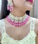 Pink Choker set with maangtika