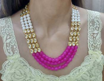 Hot Pink Kundan Necklace set 2
