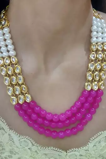 Hot Pink Kundan Necklace set