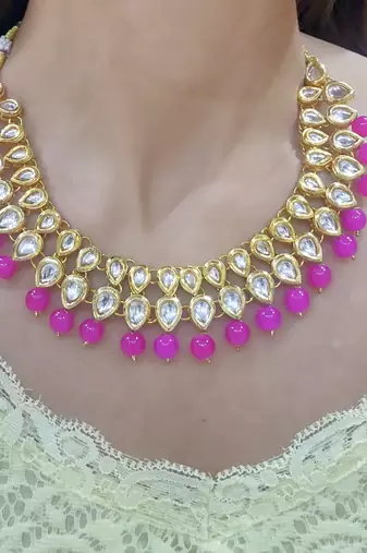 Hot Pink Kundan Necklace set