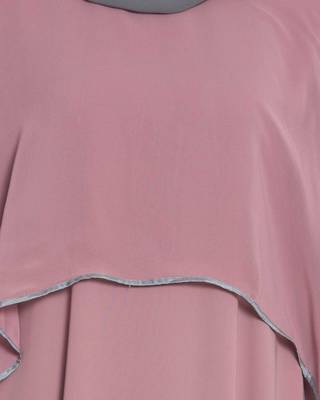 ABAYA WITH GEORGETTE CAPE - BLACK & GREY 5