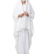 White kaftan and Irani Chadar Combo-Nida Matte Fabric