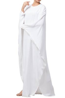 White Kashibo Plain Kaftan  3