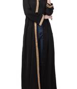 Mushkiya- Front Open Dress With Lace Work-Non Abaya
