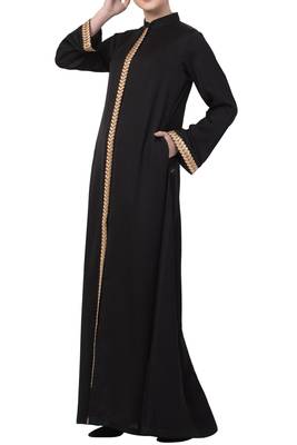 Mushkiya- Front Open Dress With Lace Work-Non Abaya 5