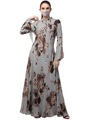 Printed Floral Dress With Umbrella Flare. 1