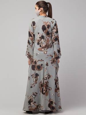 Printed Floral Dress With Umbrella Flare. 3