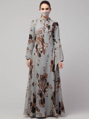Printed Floral Dress With Umbrella Flare. 5