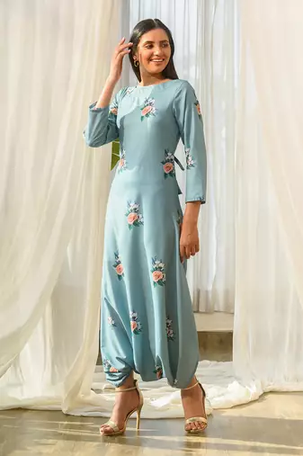 Dusty teal dhoti jumpsuit
