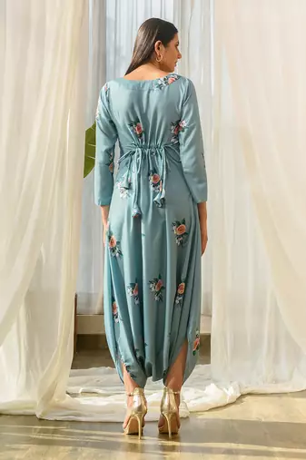 Dusty teal dhoti jumpsuit