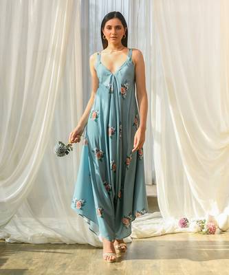 Dusty teal palazzo jumpsuit 1