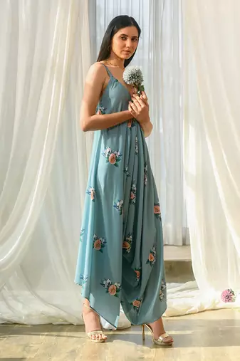 Dusty teal palazzo jumpsuit