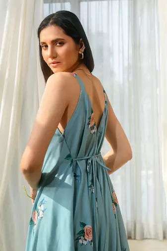Dusty teal palazzo jumpsuit