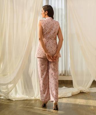Rosey pink quilted pant suit 4