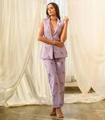 Very peri lilac quilted pant suit