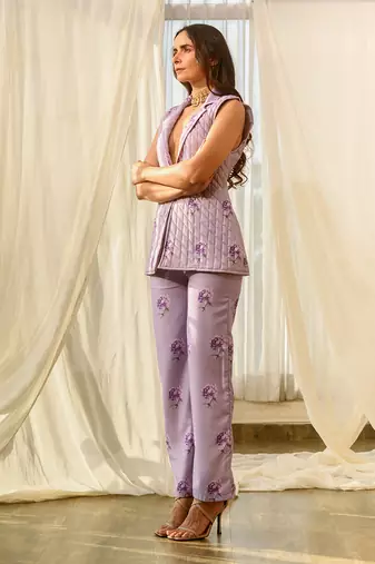 Very peri lilac quilted pant suit