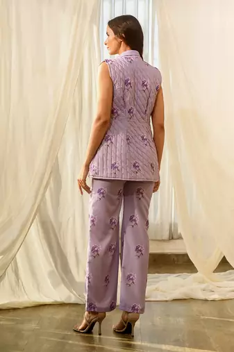 Very peri lilac quilted pant suit