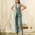 Dusty teal quilted pant suit