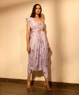 Purple Printed Cotton Co Ord Set 2