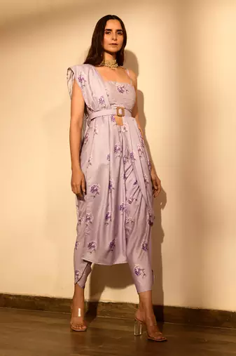 Purple Printed Cotton Co Ord Set