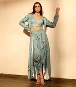 Dusty teal lungi set