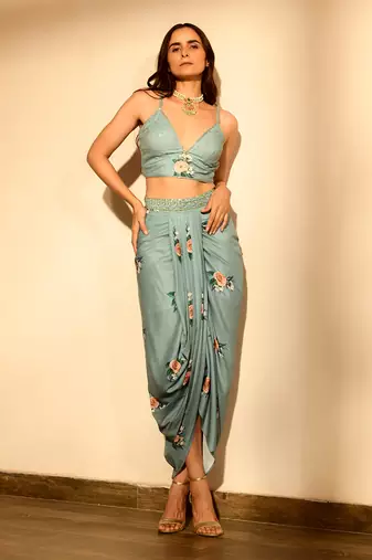 Dusty teal lungi set