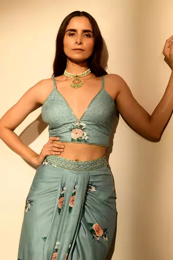 Dusty teal lungi set