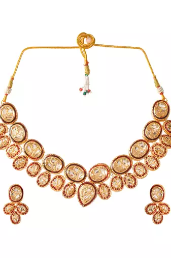 Thewa kundan meena jewellery set