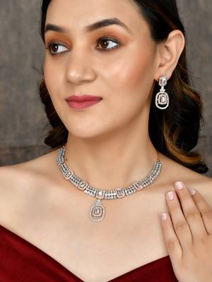 Rose gold american diamond jewellery set 2