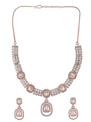 Rose gold american diamond jewellery set 3