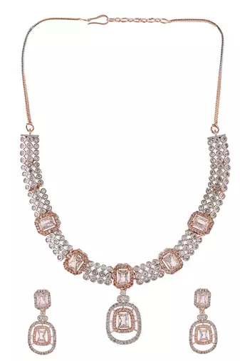 Rose gold american diamond jewellery set