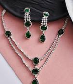 Long faux emerald diamond jewellery set