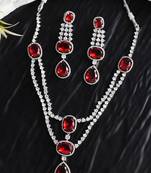 Long faux ruby diamond bridal jewellery set