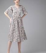 Aarika womens multi colour cotton blend printed middi