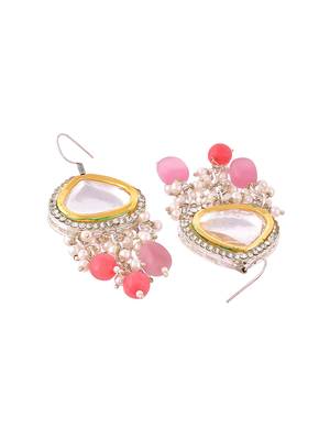 Pink beads kundan jewellery set for women 4