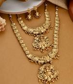 Gold plated heavy long temple jewellery set