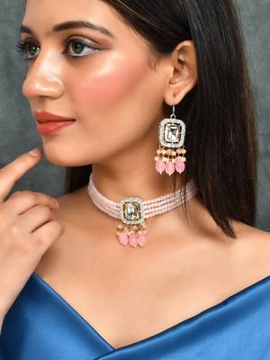 Kundan layered choker jewellery set 2