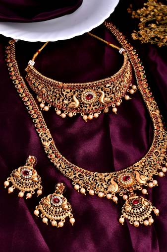 South indian double necklace jewellery set