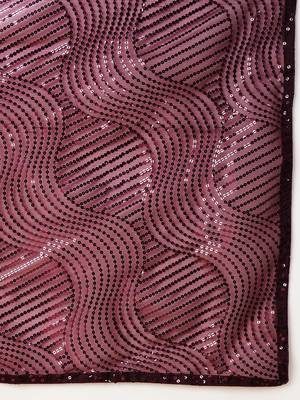 Purple Georgette Sequence Embroidered Saree With Unstiched Blouse Piece 5