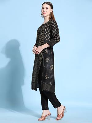 Modestouze Attires Women's Gold And Pigment Printed Cotton Kurta And Pant Set (Rani) (MAK29BUTTI) 1