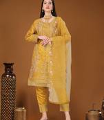 Yellow & Heavy_Organza Designer Heavy Traditional Wear Salwar Suit