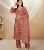 Rust & Butterfly_Net Designer Heavy Traditional Wear Salwar Suit