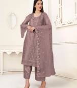Mauve & Butterfly_Net Designer Heavy Traditional Wear Salwar Suit